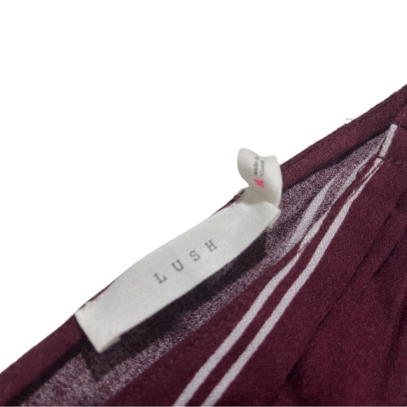 Lush Women Burgundy & Cream Striped Sleeveless V-Neck Mini Dress Sz Medium NWT - Picture 12 of 13